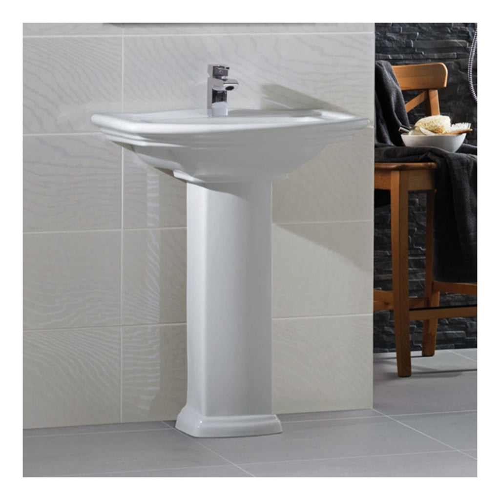 RAK Washington Basin With Full Pedestal - 760mm Wide - 1 TH - Alpine White