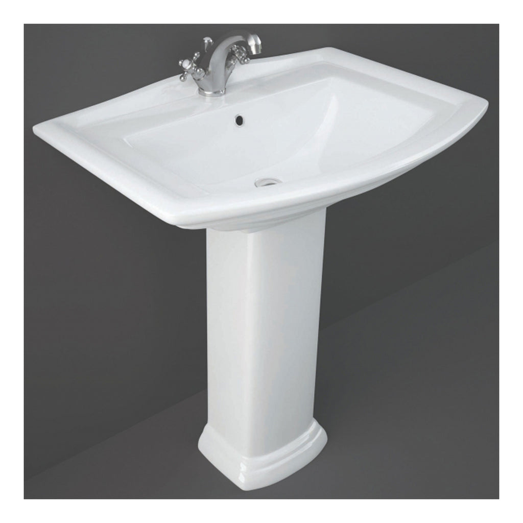 RAK Washington Basin With Full Pedestal - 760mm Wide - 1 TH - Alpine White