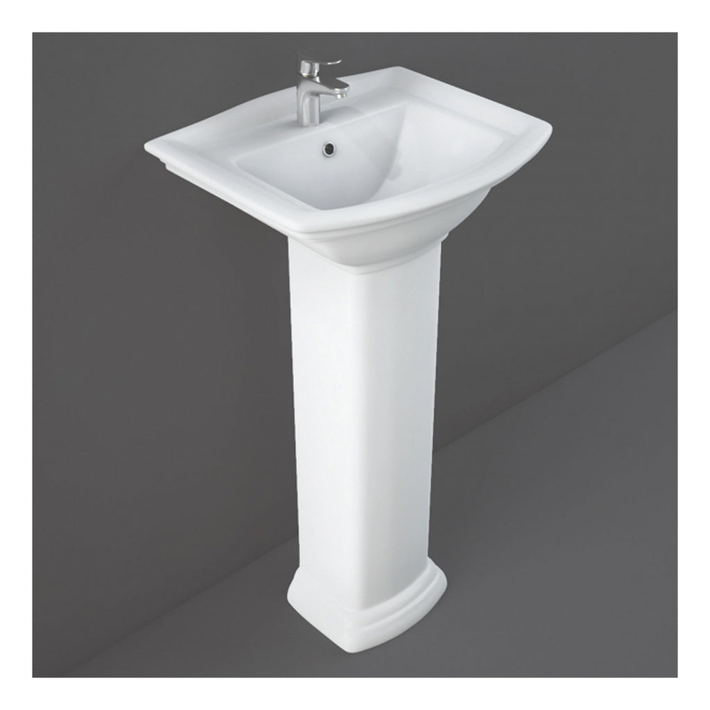 RAK Washington Basin With Small Full Pedestal - 460 Wide - 1 TH - Alpine White