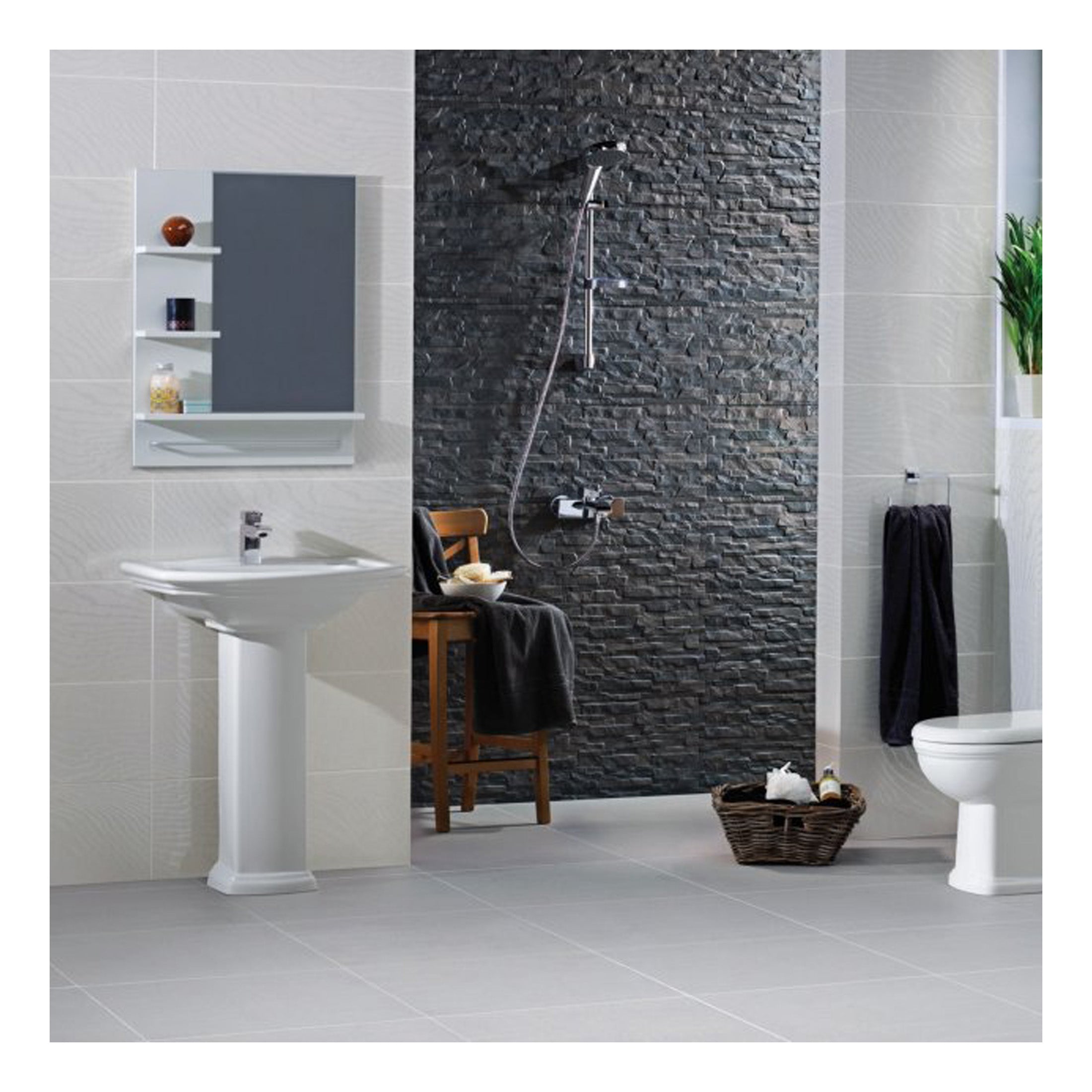 RAK Washington Basin With Small Full Pedestal - 550 Wide - 1 TH - Alpine White