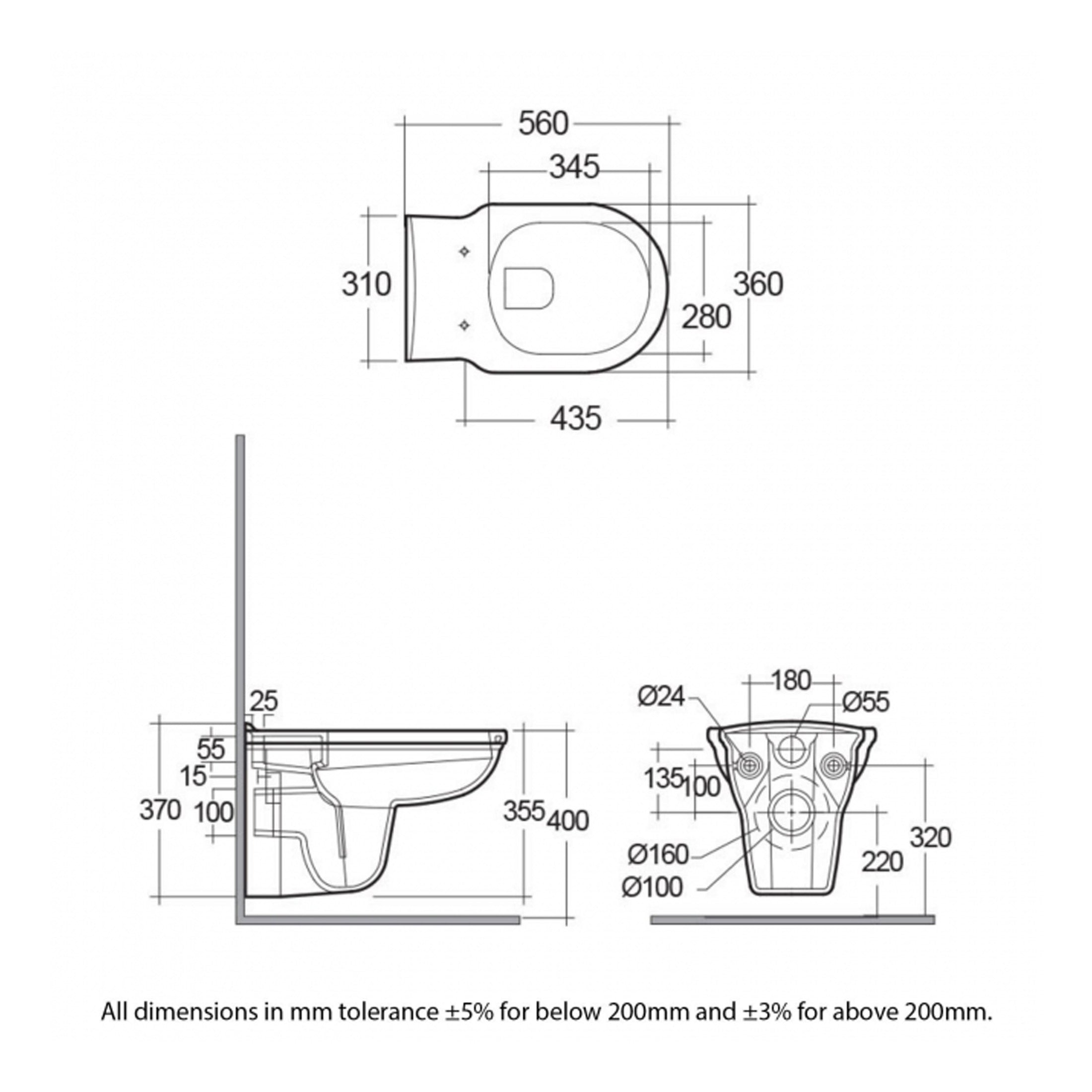 RAK Washington Rimless Wall Hung Toilet With Soft Close Seat - White