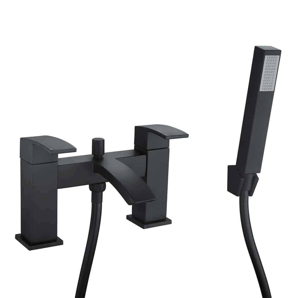 Basin & Bath Shower Mixer Tap & Shower Slide Rail Kit Matt Black Bathroom Taps-13131