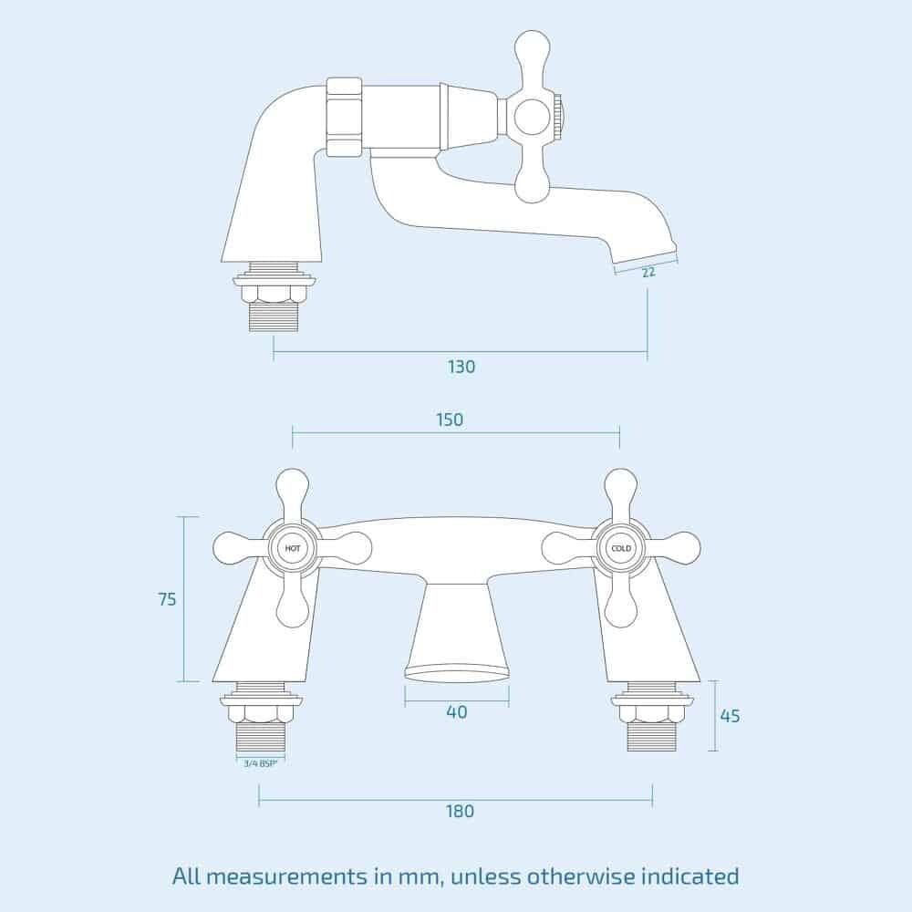 Sterling Traditional Bath Filler Mixer & Basin Tap Pack Inc. Retainer Bath Waste - Chrome-13408