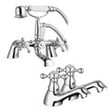 Sterling Traditional Bath Shower Mixer & Basin Tap Pack Hot & Cold Pair - Chrome-0