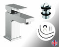 Chrome Bathroom Single Lever Basin Sink Mono Water Mixer Tap swivel Waste Form-0