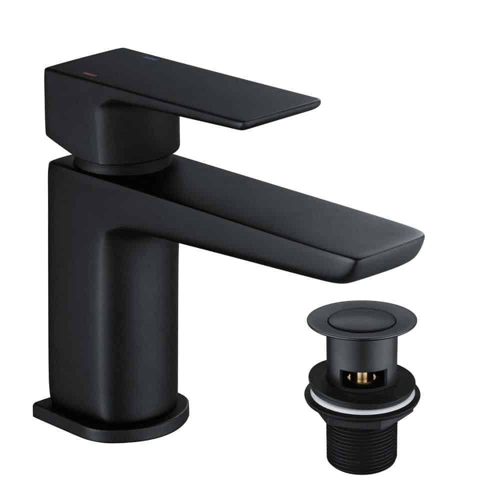 Matt Black Curve Basin Tap & Bath Filler Tap -13958