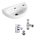 Small Compact Wall Hung Basin, Hero Mono Basin Mixer Tap, Waste & Round Bottle Trap (PK1)-0
