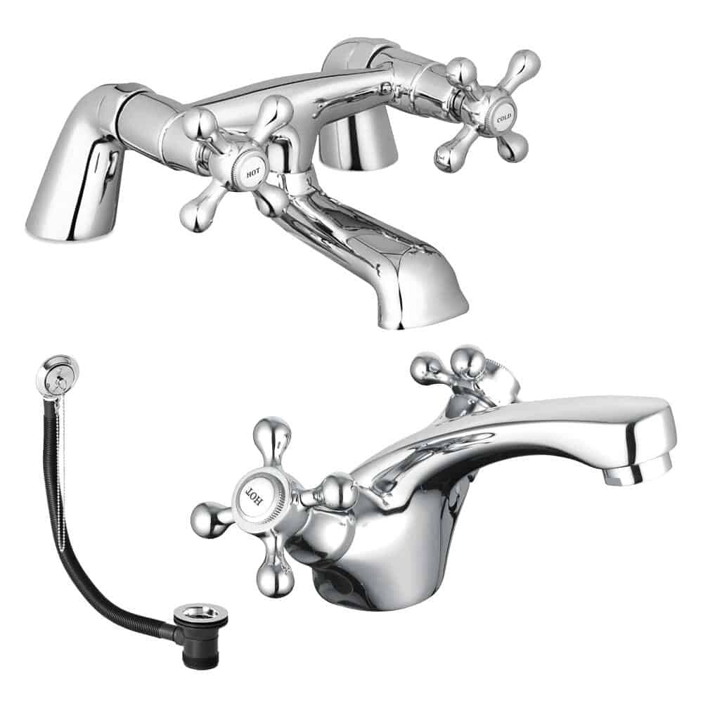 Sterling Traditional Bath Filler Mixer & Basin Tap Pack Inc. Retainer Bath Waste - Chrome-0