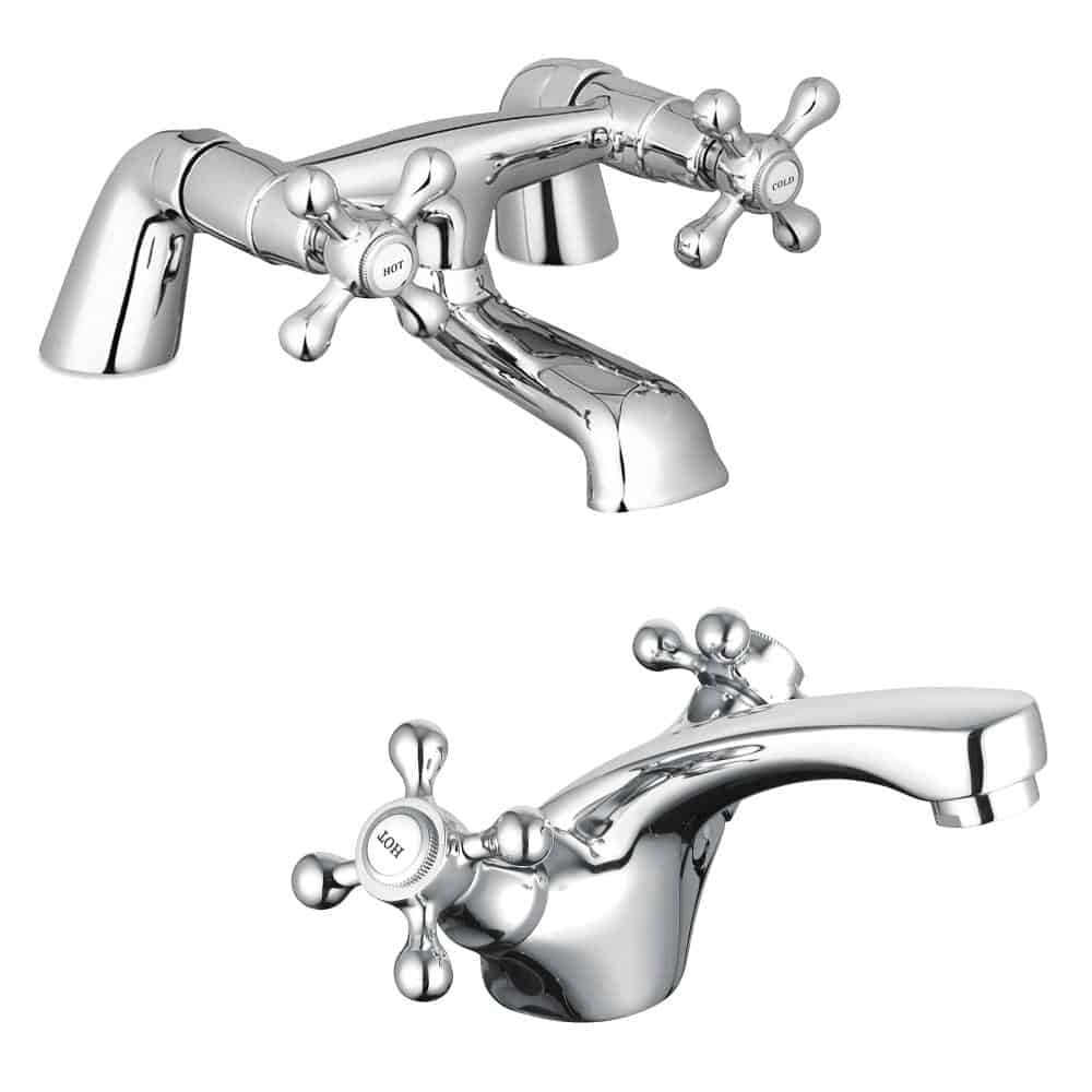 Sterling Traditional Bath Filler Mixer & Basin Tap Pack - Chrome-0