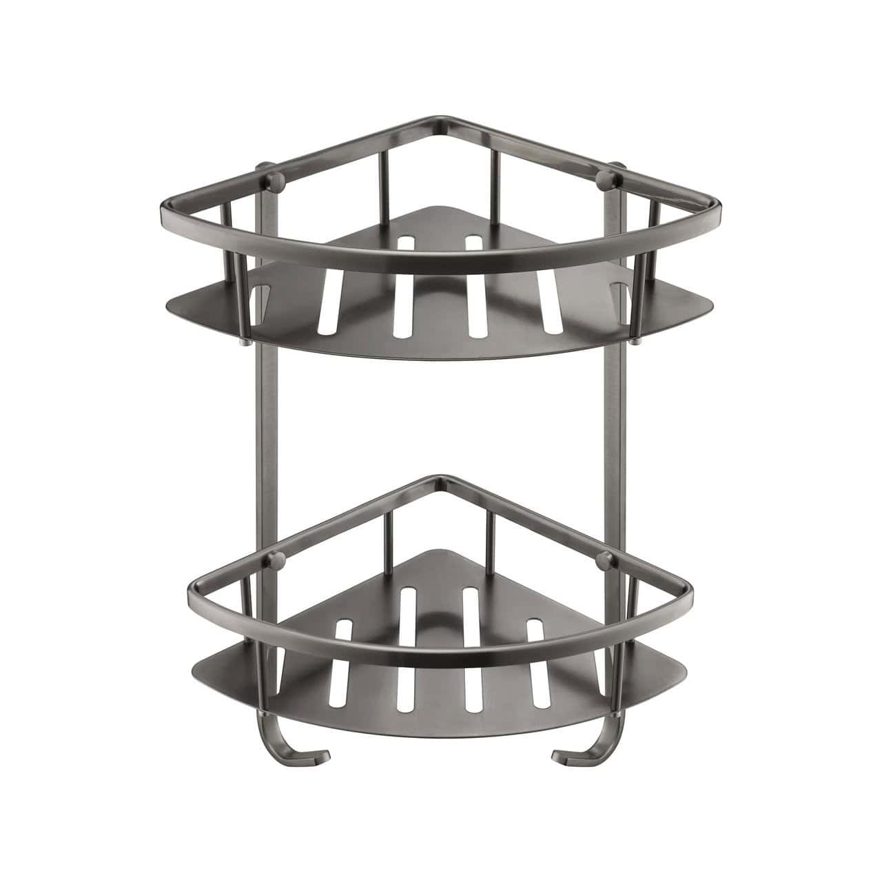 Brushed Black Double Shower Corner Caddy Basket
