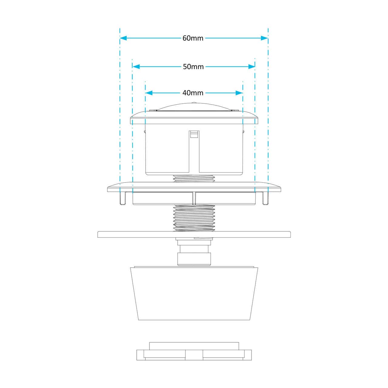 Viva Black Uni Button For Cable Operated Cisterns