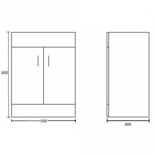 2 Door Floorstanding Vanity Unit With Basin and Black Basin Mixer Tap with Waste- 500mm