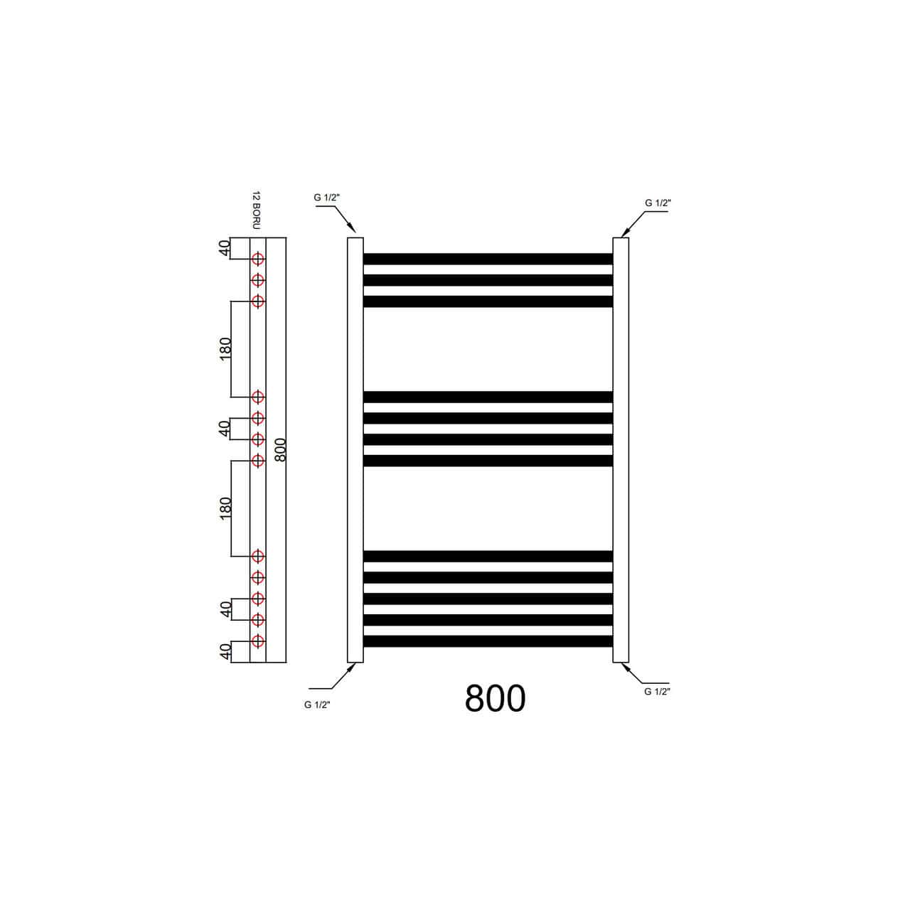 1000mm (H) x 500mm (W) - Vertical Straight - 22mm - Chrome - Bathroom Towel Rail - (Clifton Rail) -(1.0m x 0.5m)