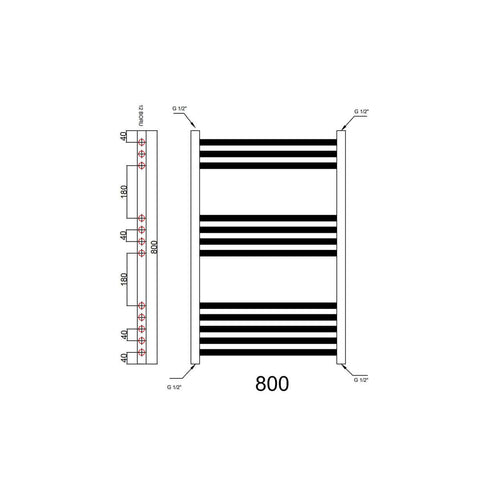 1000mm (H) x 500mm (W) - Vertical Straight - 22mm - Chrome - Bathroom Towel Rail - (Clifton Rail) -(1.0m x 0.5m)