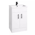 2 Door Floorstanding Vanity Unit With Basin and Black Tap with Waste- 500mm