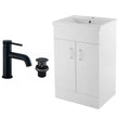 2 Door Floorstanding Vanity Unit With Basin and Black Peg Lever Basin Tap with Waste- 500mm