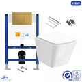 Square Rimless Wall Hung Toilet &amp; 0.75m Low Height Concealed Cistern Frame Unit