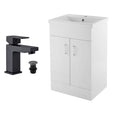 2 Door Floorstanding Vanity Unit With Basin and Mini Mono Basin Mixer Tap with Waste- 500mm