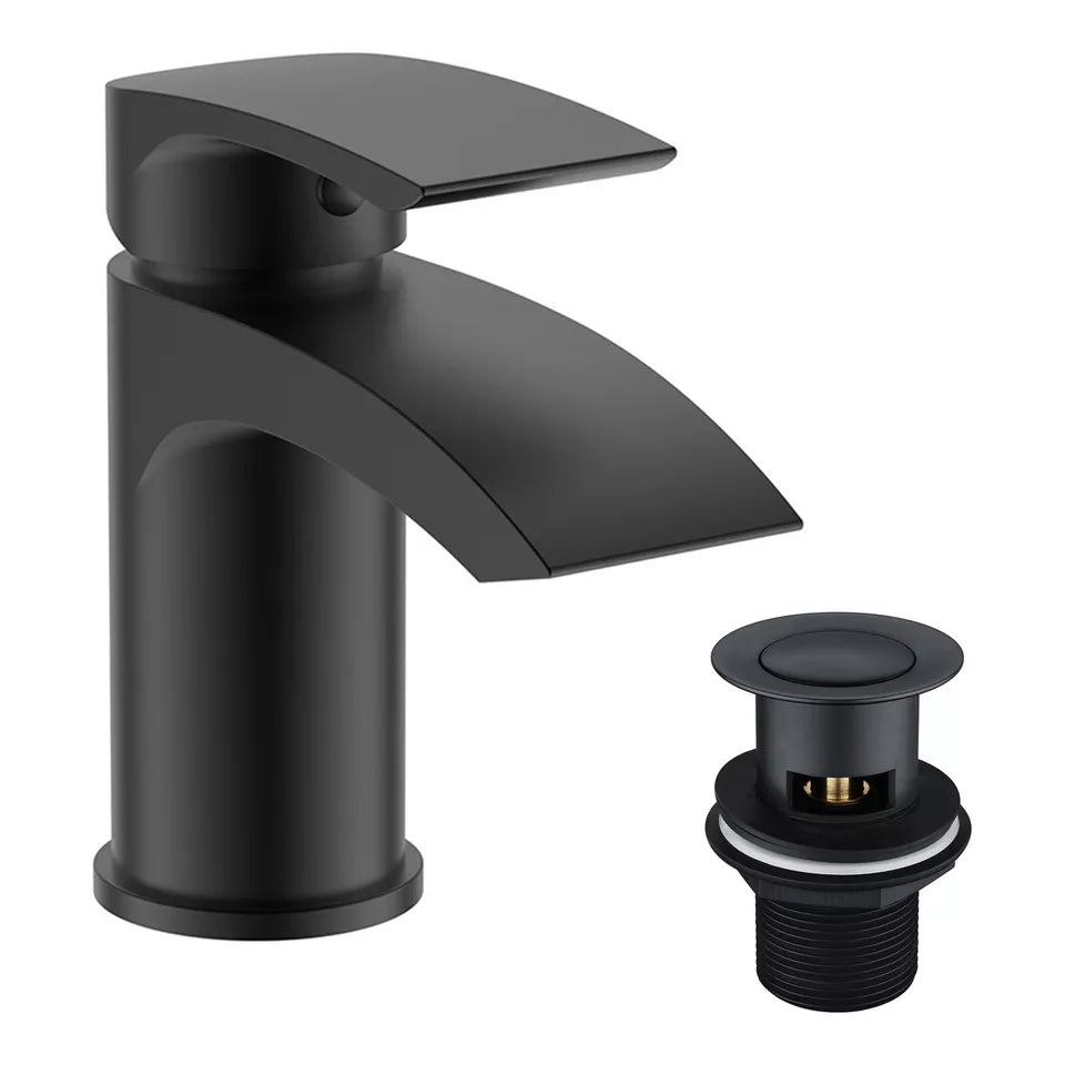 2 Door Floorstanding Vanity Unit With Basin and Black Tap with Waste- 500mm