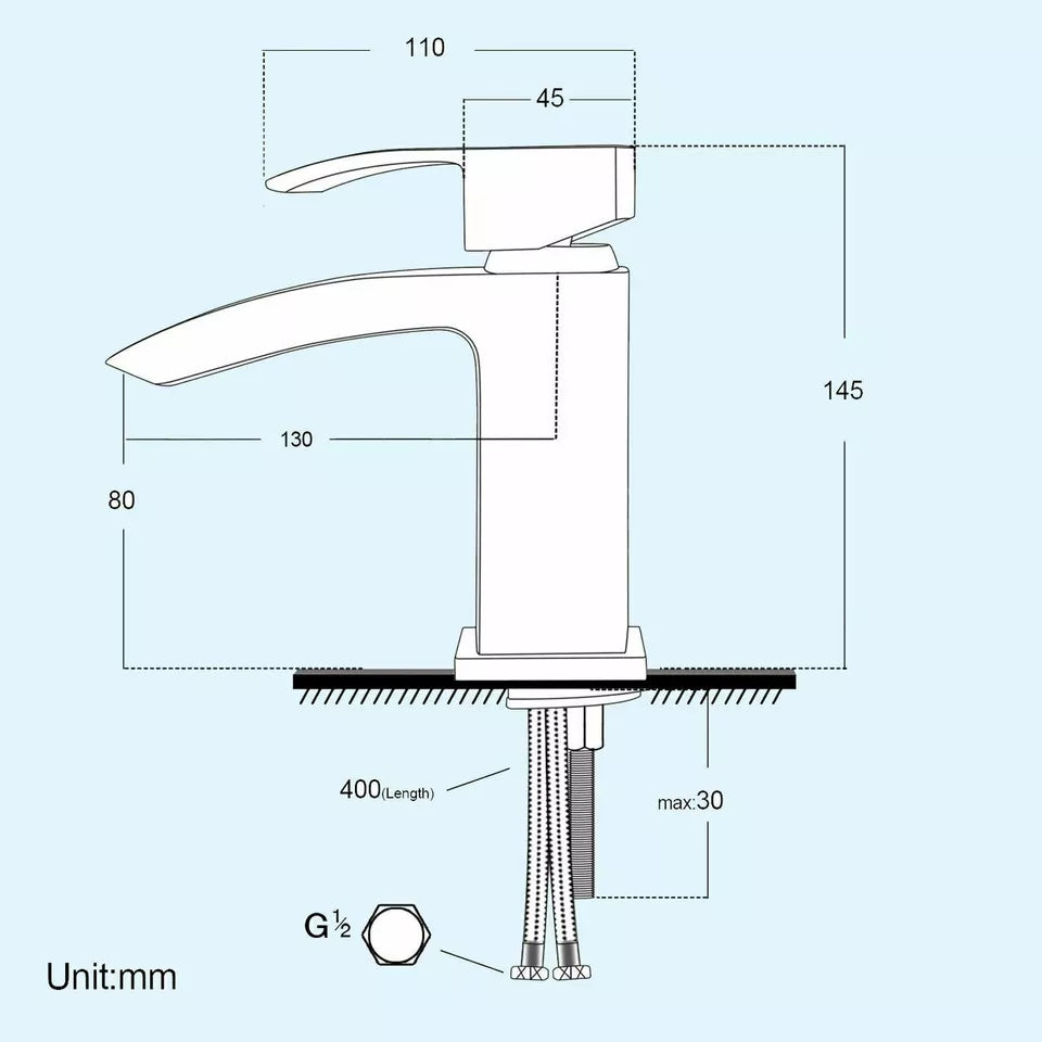 2 Door Floorstanding Vanity Unit With Basin and Black Basin Mixer Tap with Waste- 500mm