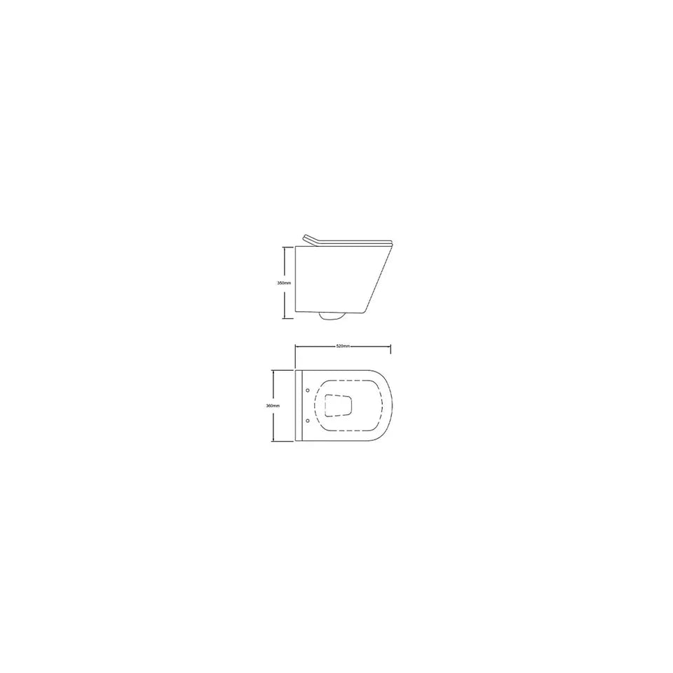 Square Rimless Wall Hung Toilet Pan with 1.10m Concealed Cistern Frame WC Unit