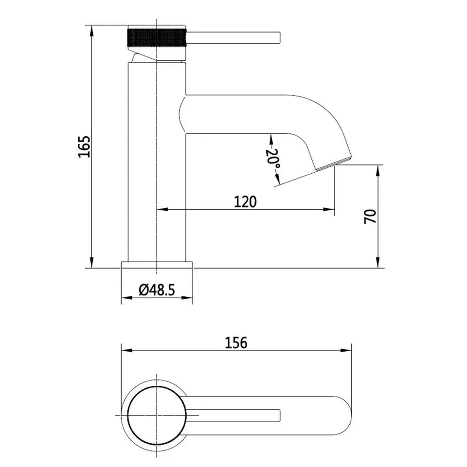 2 Door Floorstanding Vanity Unit With Basin and Black Peg Lever Basin Tap with Waste- 500mm