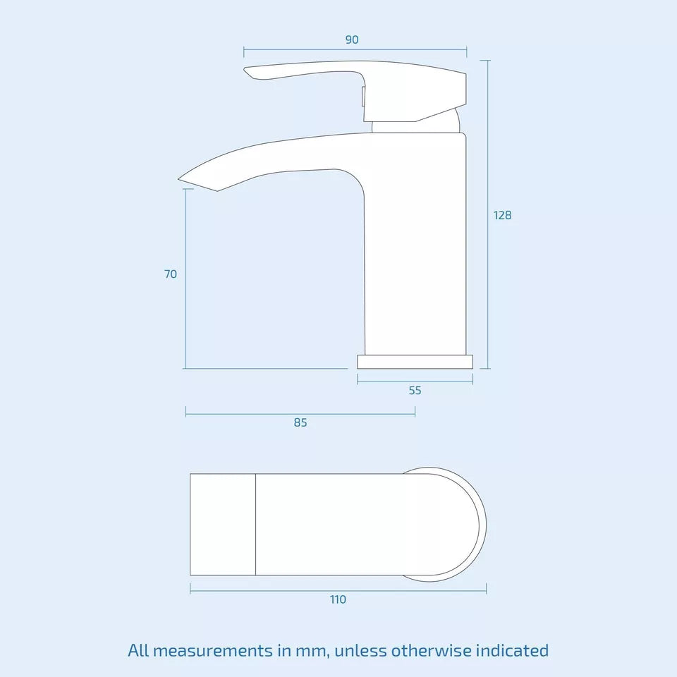 2 Door Floorstanding Vanity Unit With Basin and Chrome Mini Basin Mixer Tap with Waste- 500mm