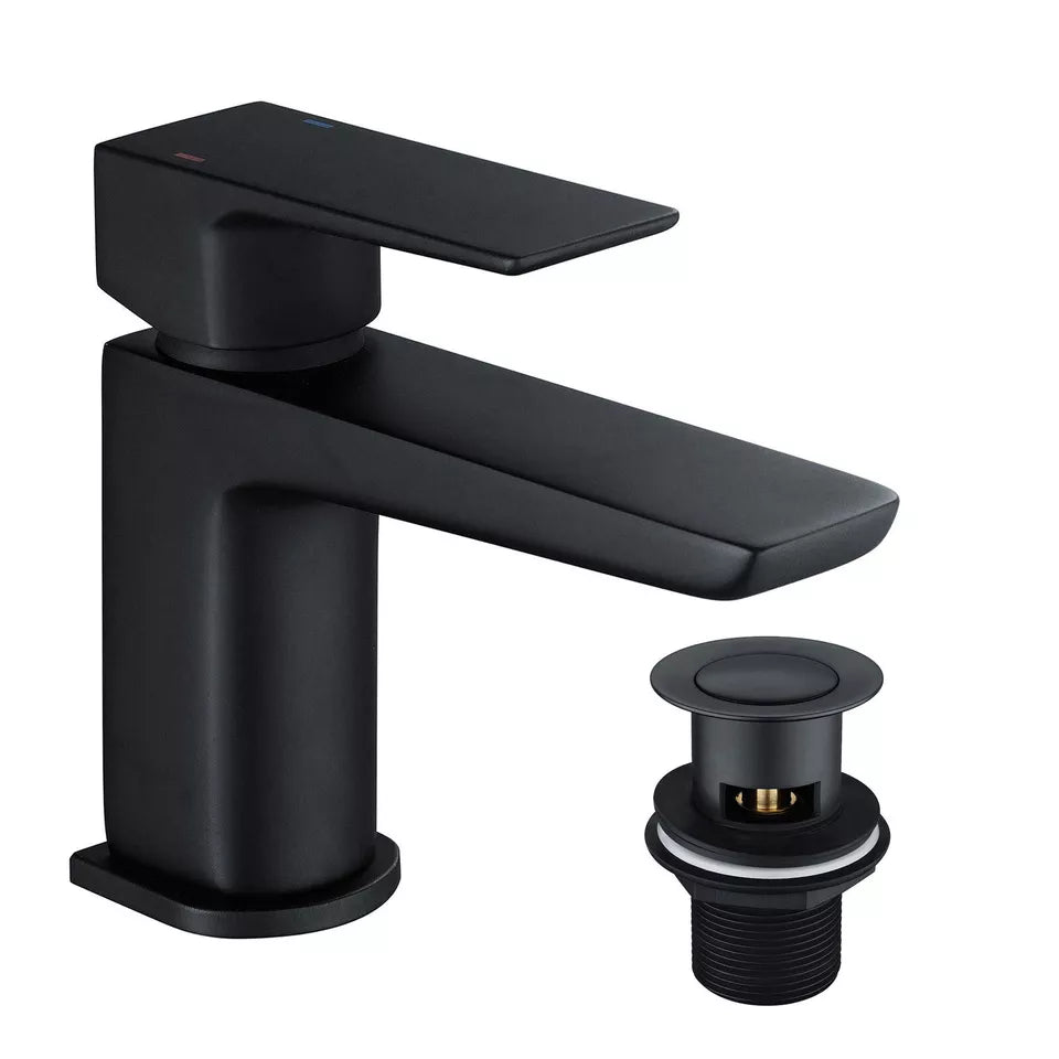 2 Door Floorstanding Vanity Unit With Basin and Black Curve Basin Mixer Tap with Waste- 500mm