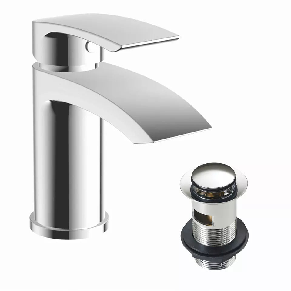 2 Door Floorstanding Vanity Unit With Basin and Chrome Mini Basin Mixer Tap with Waste- 500mm
