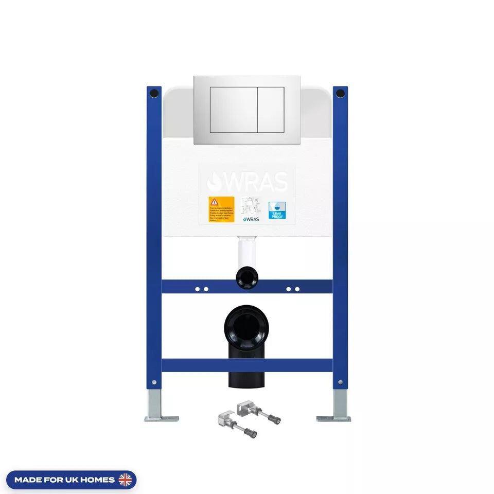 Rimless Wall Hung Toilet Pan &amp; Low Height 0.80m Concealed Cistern Frame Unit