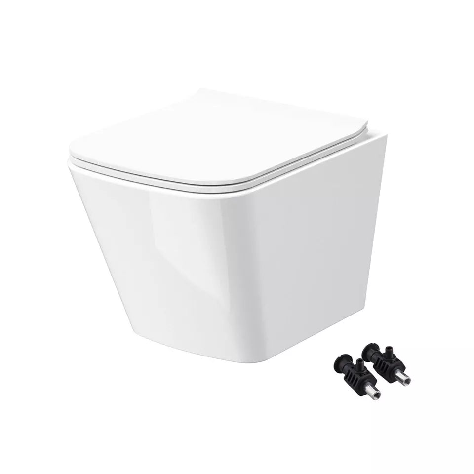 Square Rimless Wall Hung Toilet Pan with 1.10m Concealed Cistern Frame WC Unit