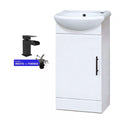 Single-Door Cloakroom Basin Vanity Unit 400mm with Waterfall Black Tap &amp; Waste