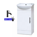 Single-Door Cloakroom Basin Vanity Unit 400mm with Black Basin Mixer Tap &amp; Waste