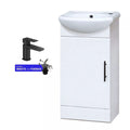 Single-Door Cloakroom Basin Vanity Unit 400mm with Black Tap &amp; Waste