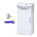 Single-Door Cloakroom Basin Vanity Unit 400mm with Mini Chrome Tap &amp; Waste