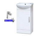 Single-Door Cloakroom Basin Vanity Unit 400mm with Chrome Basin Mixer Tap &amp; Waste