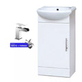Single-Door Cloakroom Basin Vanity Unit 400mm with Waterfall Chrome Tap &amp; Waste