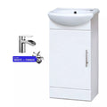 Single-Door Cloakroom Basin Vanity Unit 400mm with Chrome Tap &amp; Waste