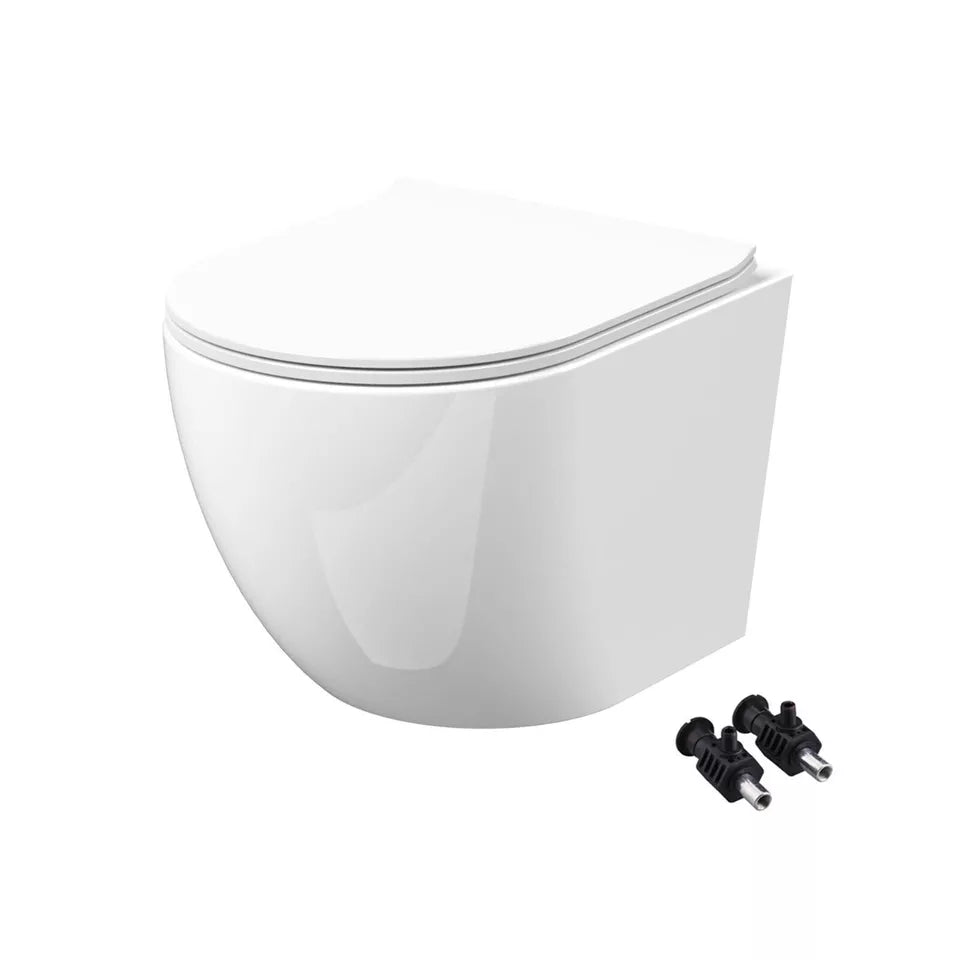 Rimless Wall Hung Toilet Pan &amp; Low Height 0.80m Concealed Cistern Frame Unit