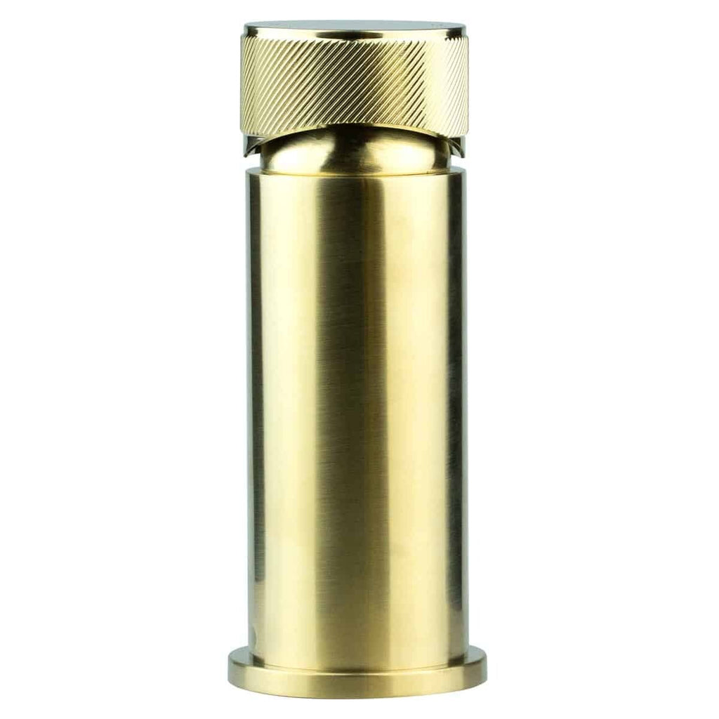 Brushed Brass Knurled Handle Basin & Bath Filler Tap Set-14412