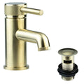 Brushed Brass Knurled Handle Basin & Bath Filler Tap Set-0