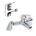 Chrome Bath Filler & Basin Mixer Tap Single Lever Modern Bathroom Set