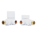 Square White Manual Corner Radiator Valve Pack (Pair)