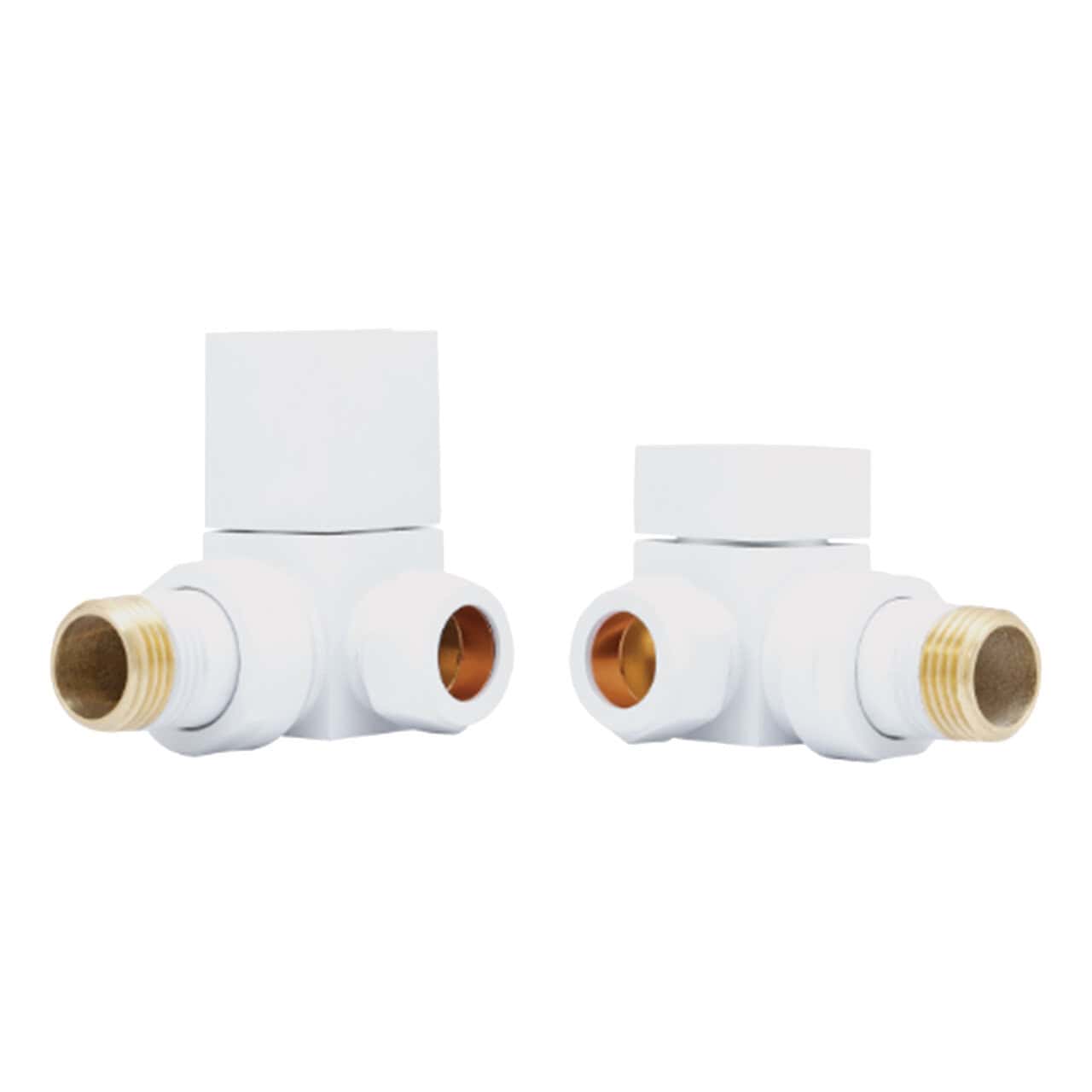 Square White Manual Corner Radiator Valve Pack (Pair)